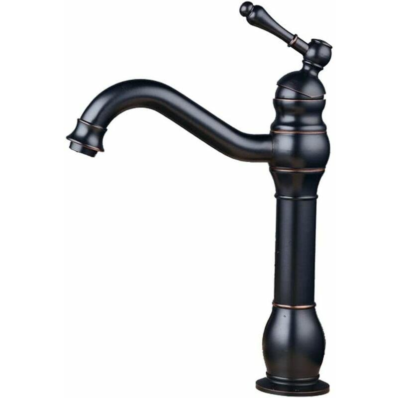 Rétro Mitigeu Robinet De Lavabo Laiton Noir Haut Bec Salle De Bain Robinetterie Élégante Et Design Antique Unique