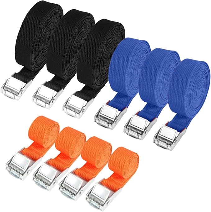 10pcs Sangles De Tension Sangles De Fixation Avec Verrouillage De Pince, Sangle De Fixation De 25 Mm Cargo, Transport Et Stockage (3 Tailles)