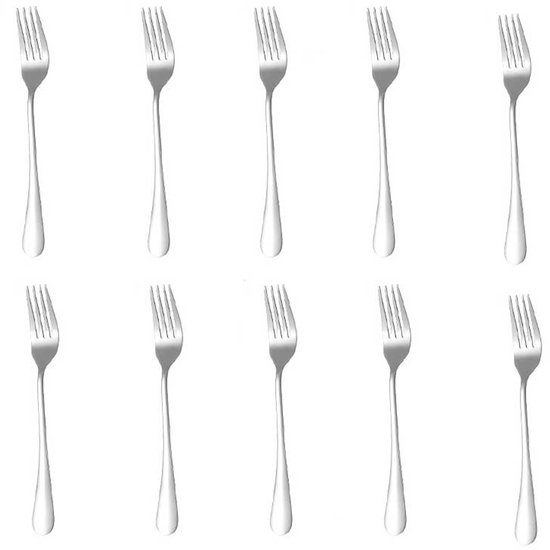 10-stuks Roestvrijstalen Vorkenset - Westernvorken - Roestvrijstalen Vorken - Dinervorken - Dessertbestek - Keukenbenodigdheden - 18,8 2,4 Cm - Geschikt Voor Thuis, Keuken En Restaurant, Spiegelgepol