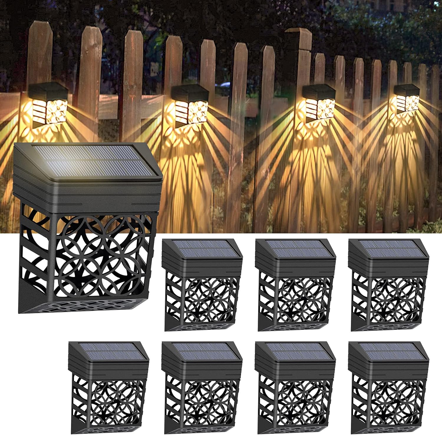 Luz Solar De Pared Para Exteriores, Lámpara De Pared Impermeable Para Jardín, Iluminación Led Blanca Cálida Para Exteriores Para Terrazas, 8 Piezas