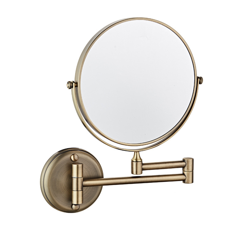 Espejo De Tocador De Pared De Doble Cara, Espejo De Aumento Plegable Giratorio 5x De 6 Pulgadas Para Baño, Inodoro, Dormitorio, Bronce Verde