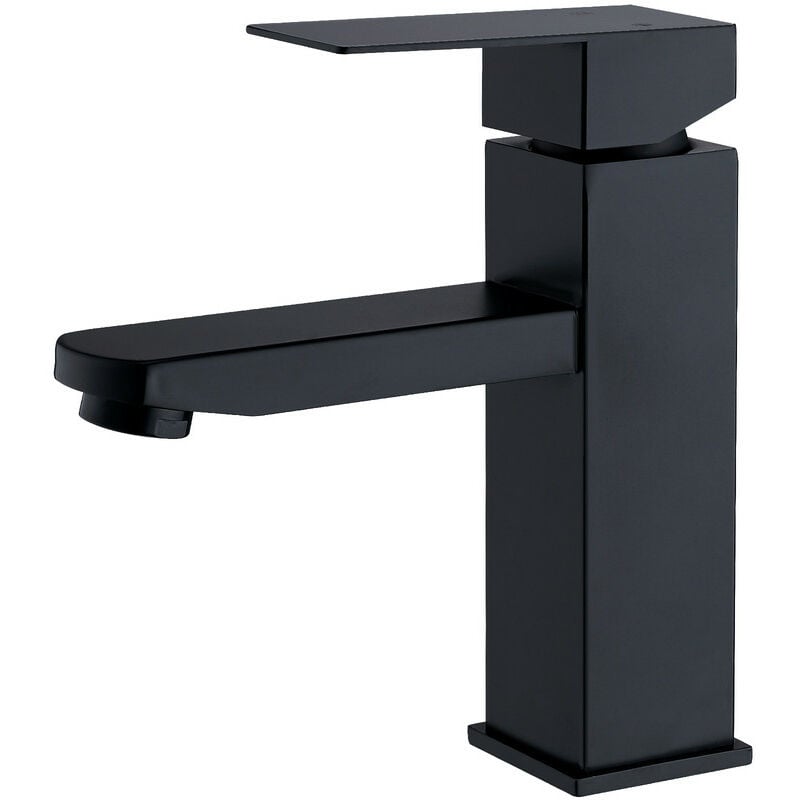 Lavabo Carré Robuste De Qualité G 500 G Avec Robinet D'Eau Chaude Et Froide Et Tuyaux D'Arrivée D'Eau Chaude Et Froide En Fil D'Acier Mixte De 60 Mm De Long (2 Pièces)