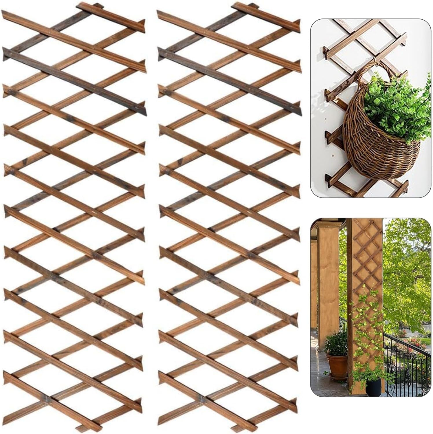 Treillis De Jardin Extensibles Pour Plantes Grimpantes Treillis Clôture Support En Bois 2 M × 0,3 M (0,7 × 200 × 30 Cm) 0,7 Cm D'Épaisseur