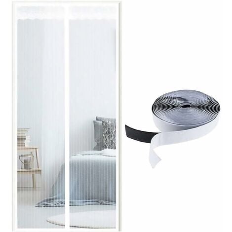 Magnetic Mosquito Net For Door, Top To Bottom Magnetic Seal, Automatic Closing, Keeps Fresh Air Inside (110x220cm, White