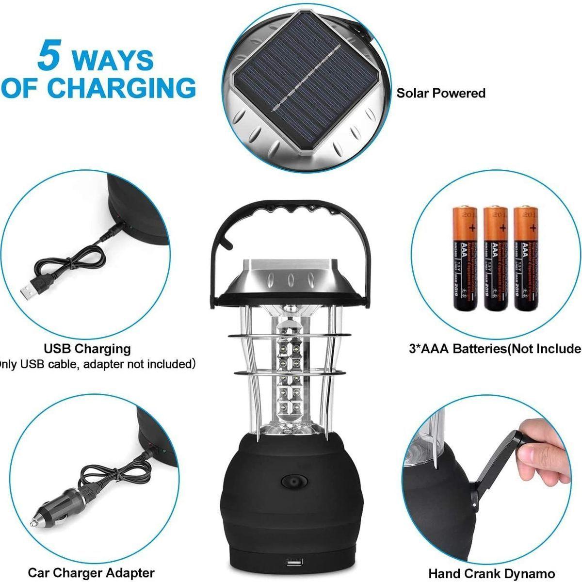 Lanterne Solaire, Lampe De Camping Led Ultra Lumineuse, 2 Modes D'Éclairage Réglables, 5 Modes De Charge - Générique