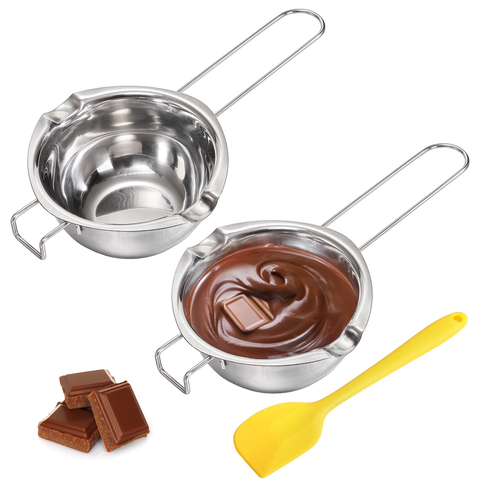 Stuks Watersmeltkommen - Roestvrijstalen Smeltkom - Chocoladesmeltpot - Kaarsensmeltpot - Boterkaassmeltkom - Geschikt Voor Chocolade, Suiker, Boter, Kaas, Was, Karamel, Zeep - Zilver
