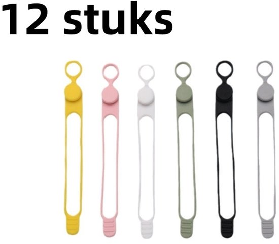 12-delige Datakabelbinder - Datakabelopslag Siliconen Kabelbinder Kabelorganizer Winder - Koptelefoonkabel Oplaadkabelmanager Lanyard Siliconen Binder - Gemengde Kleur