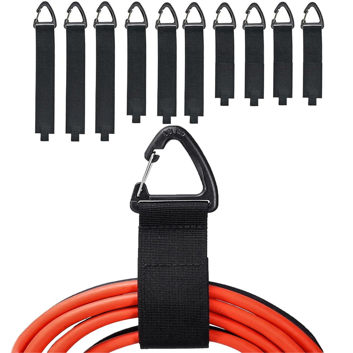 Organisateur De Rallonges (lot De 10), Support Pour Rallonges Pour Garage, Sangles De Rangement Robustes Pour Câbles, Tuyaux Et Cordes, Avec Boucle Triangulaire Pour La Suspension