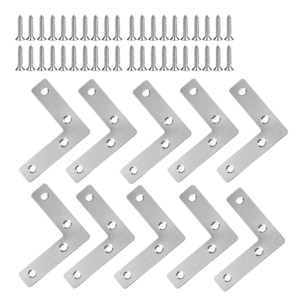 Équerres D'Angle En Acier Inoxydable 5/10 Pièces - Support De Fixation Meubles Plate Réparation Plaques Connecteur En Forme De L Avec Vis, 60 60mm