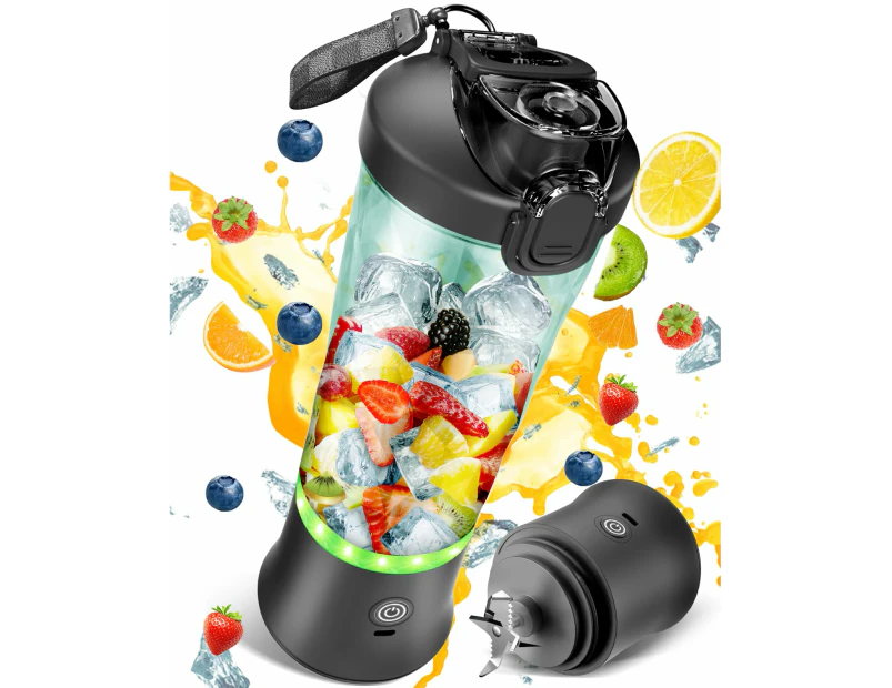 Blender Portable, Mini Blender Personnel De 590 Ml (20 Oz) Pour Milkshakes Et Smoothies, Petit Blender De 240 W Rechargeable Par Usb Avec 6 Lames Et Couvercle De Voyage, Sans Bpa.