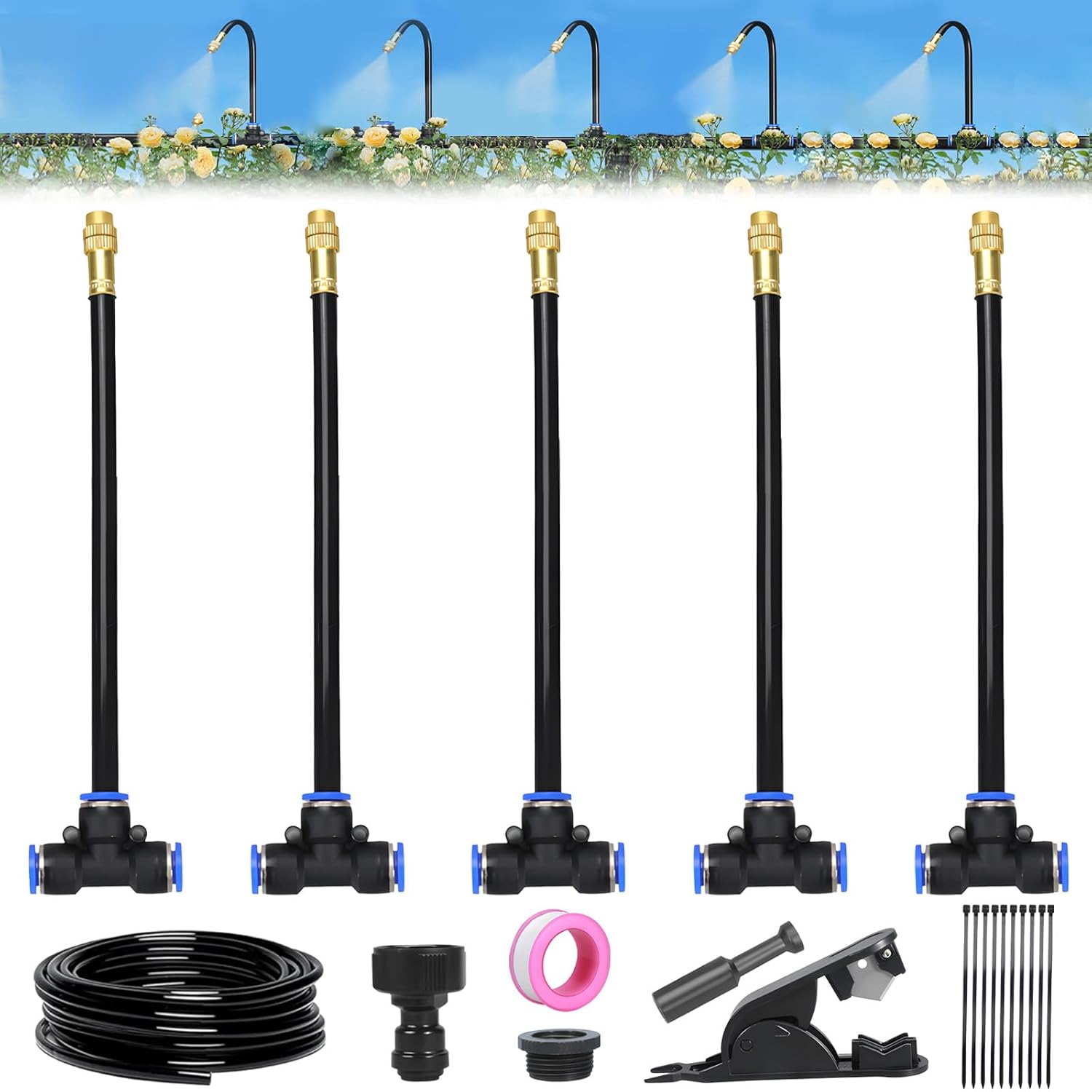 Garden Automatic Irrigation System, Irrigation Jardin Kit Adjustable Nozzle, Arrosage Automatique Pour Jardin, Systeme Irrigation Jardin Pour De Plein Air Garden, Yard, Lawn (20m)