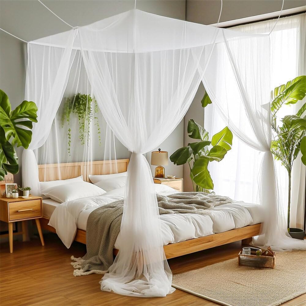 Moustiquaire De Lit Double Grand Moustiquaire Carré Lits Simples Pour Anti-insectes Universelle Voilage Baldaquin Intérieur 210 190 240cm
