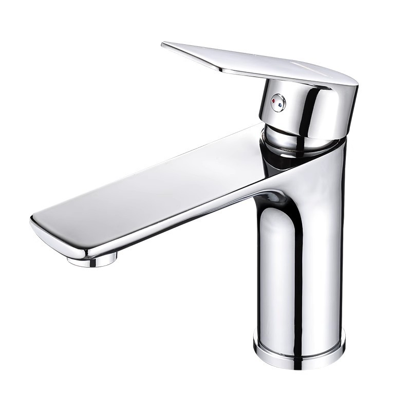 Grifo De Lavabo Monomando En Latón Cromado - Mezclador Antihuellas, Installation Fácil Y Ahorro De Agua, Diseño Moderno Para Baño