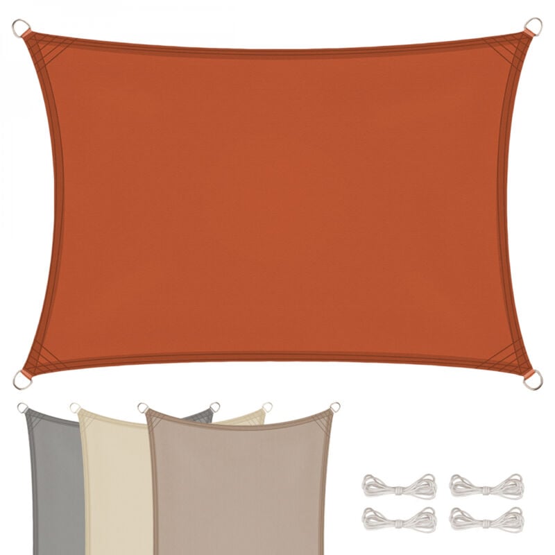 Voile D'Ombrage Rectangulaire Imperméable Et Anti Uv 2 X 3 M Terracotta