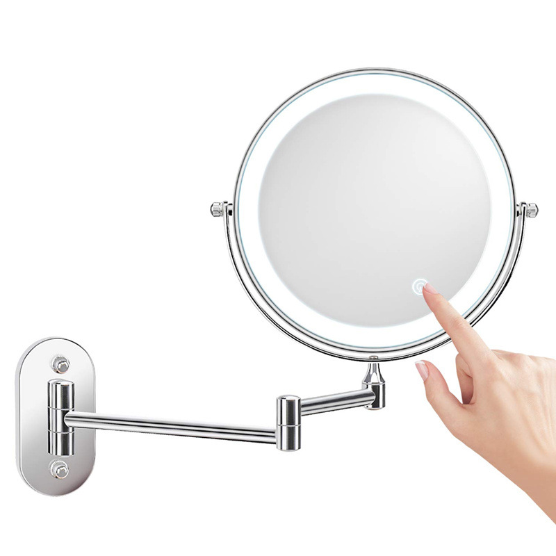 Led Magnification For 8 Inch Wall Mirror, Usb Rechargeable With 1x/10x, Matte Nickel