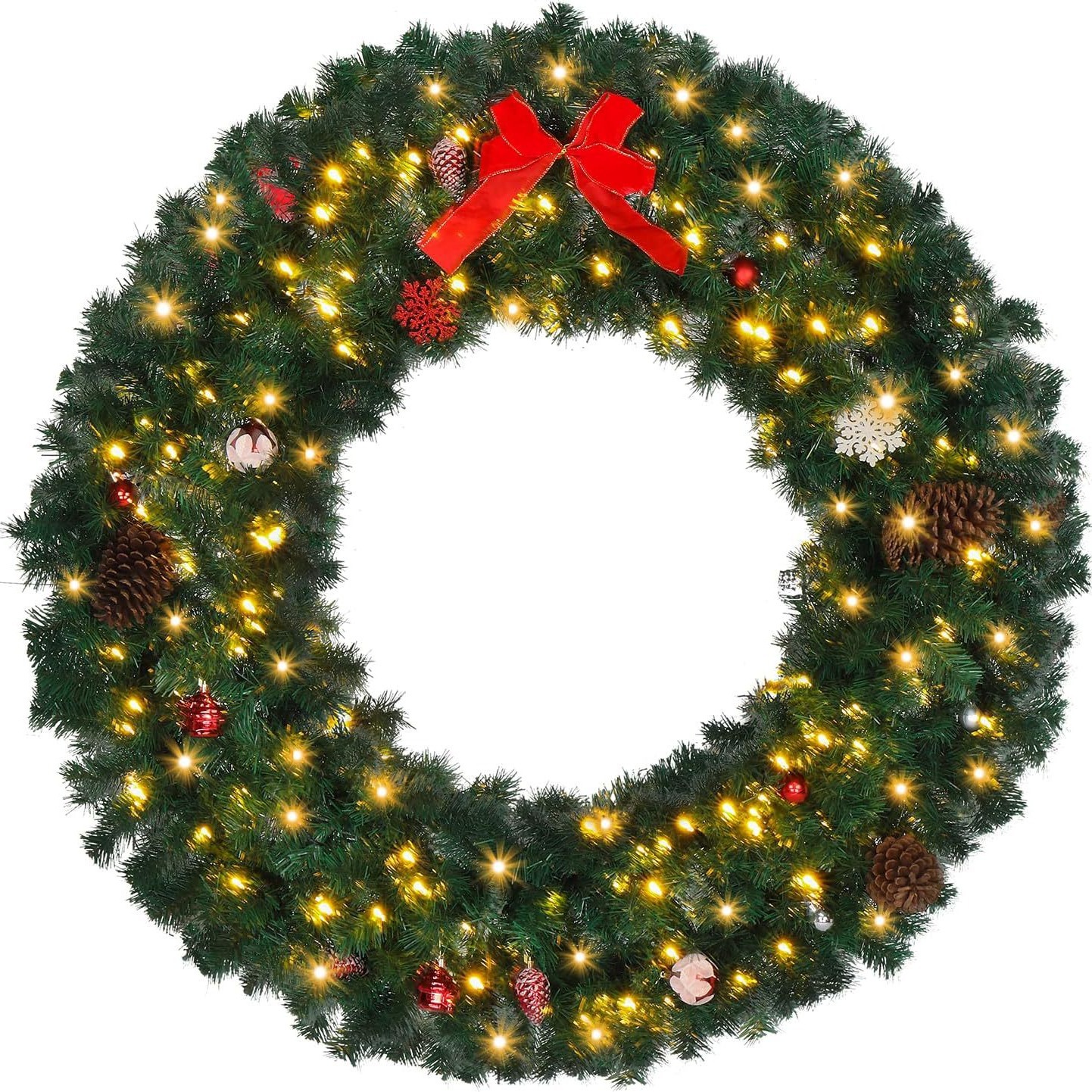 48in 150 Lights 450 Branches Pvc Bow Decoration Garland Garden Garland Decoration Green