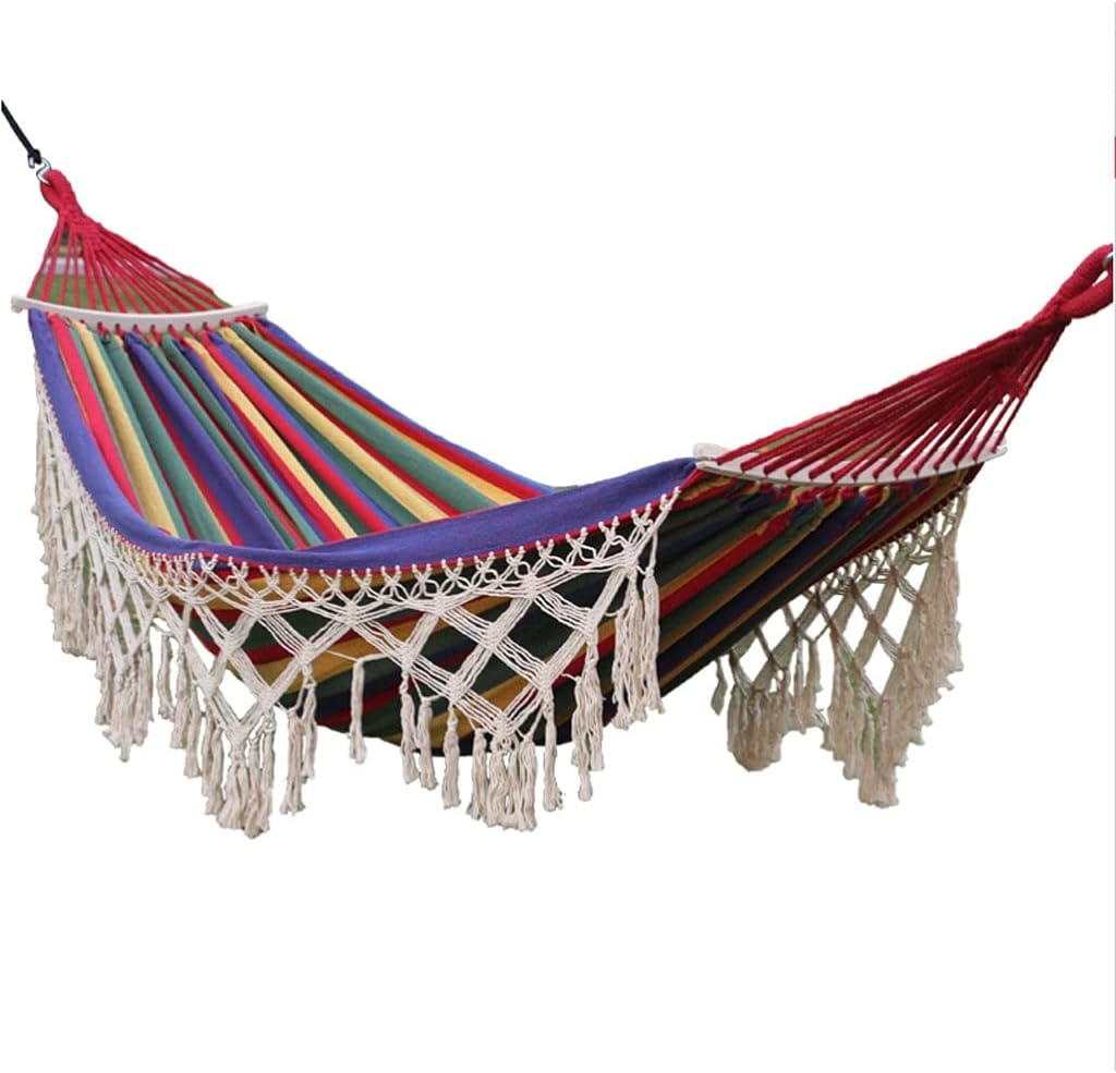 Hamac De Jardin Avec Pompons Anti-renversement Et Bâton En Bois Pour Terrasse, Jardin, Cour, Plage, Extérieur (couleur : B)