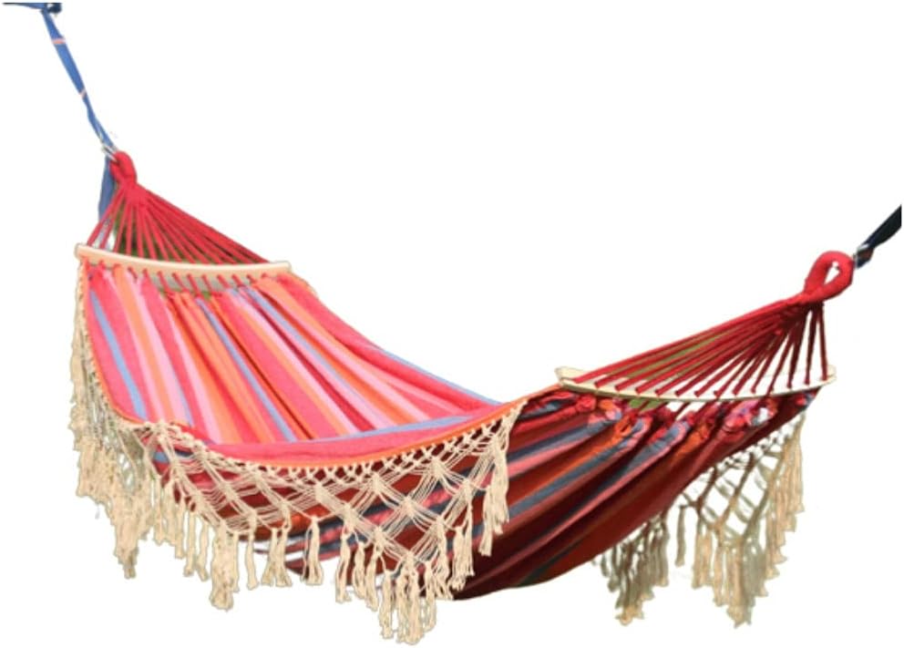 Hamac De Jardin Avec Pompons Anti-renversement Et Bâton En Bois Pour Terrasse, Jardin, Cour, Plage, Extérieur (couleur : A)