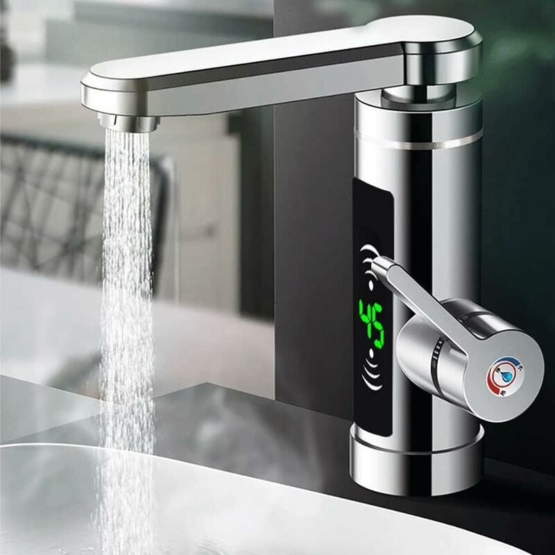 Robinet Électrique Avec Chauffe-eau Instantané 3,3 Kw, Rotatif À 360 °, Avec Chauffe-eau Instantané, Robinet De Chauffage Rapide, Pour Jardin, Cuisine, Salle De Bain Argent