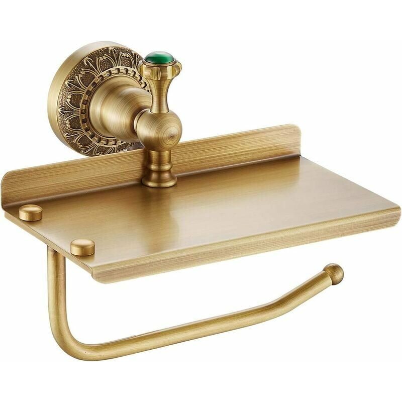 Support Papier Wc En Laiton Massif Mural Pour Rouleau De Papier Toilette, Support Pour Tissus Papier Toilette De Rangement Finition Laiton Antique