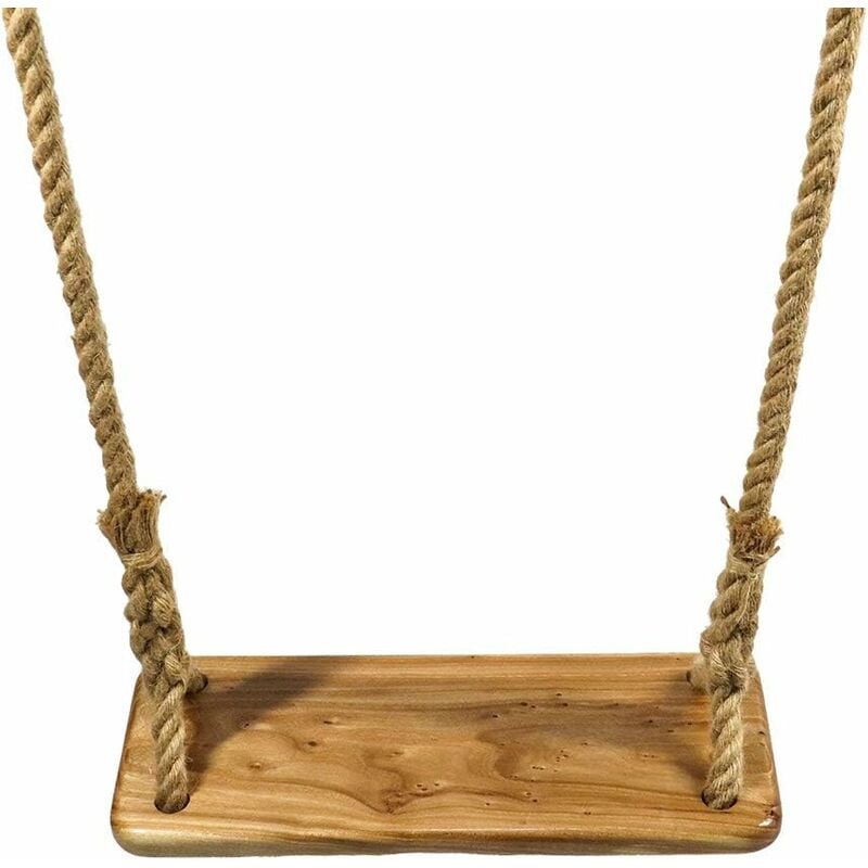 Balançoire En Bois Siège Balançoire En Bois Avec Corde Jute Réglable Durable Balançoire Arbre En Bois Pour Enfants Ados Adultes V7110c (avec Des Ceintures De Connexion)