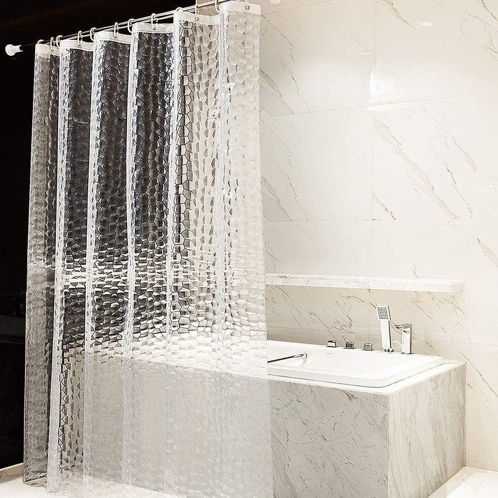 Rideau De Douche Anti-moisissure 180 X 200 Cm, Semi-transparent, En Eva, Imperméable, Lavable, 3d, Avec 12 Anneaux, Rideau De Salle De Bain, Sans Pvc