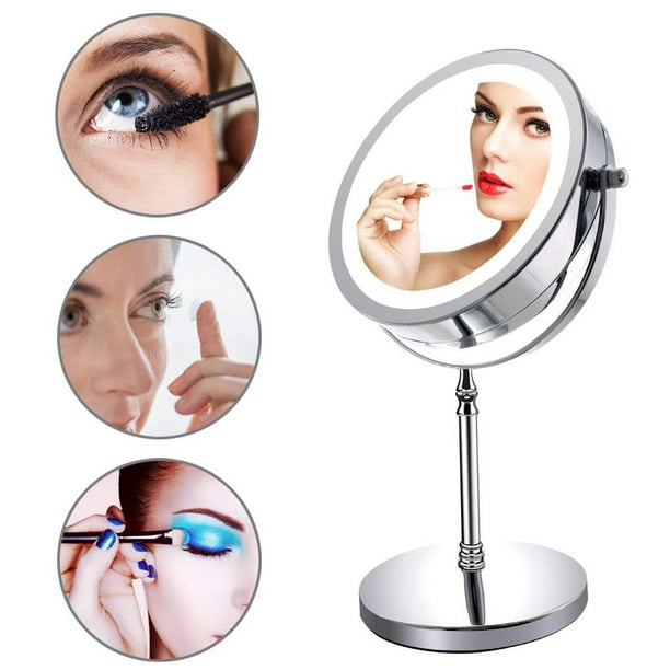 10x Magnifying Lighted Makeup Mirror, 8 Inch Two Sided White Daylight Led Shadow Free Led Vanity Mirror, Battery And Usb Cable Operated