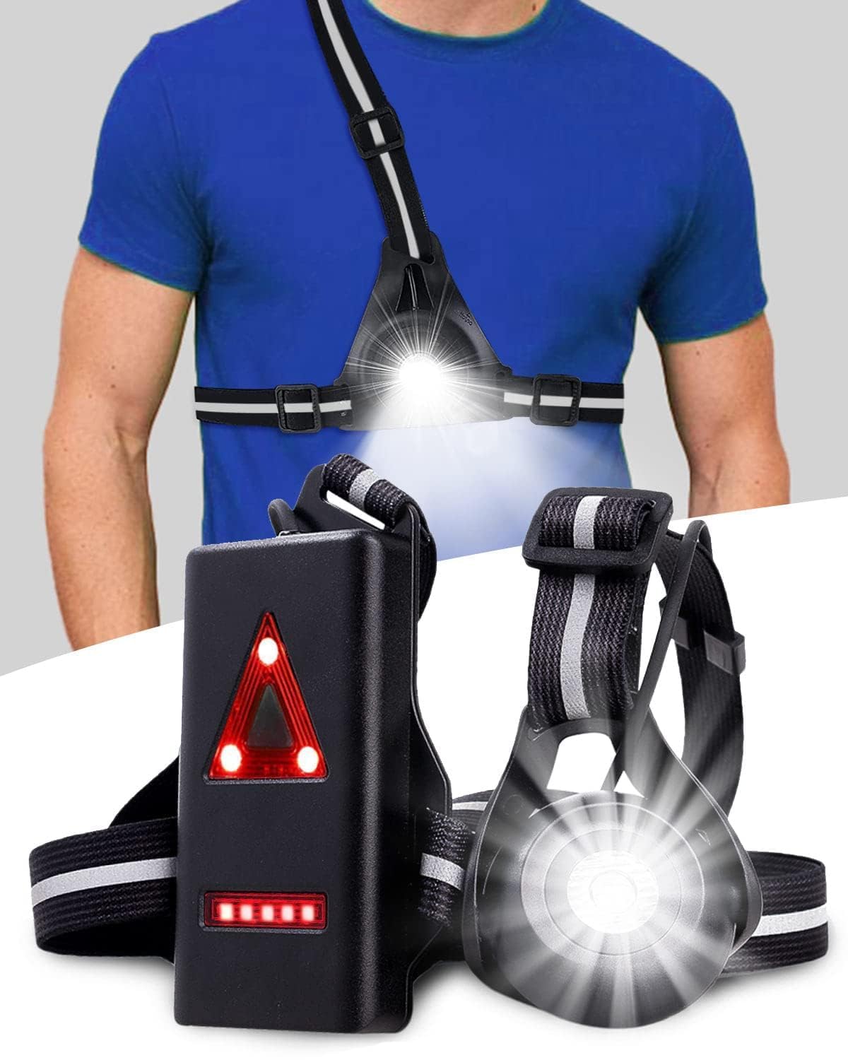 Lampe Frontale De Course Usb Rechargeable Avec Éclairage Led, 500 Lumens De Puissance. Angle Réglable À 90 Degrés, Lampe Pectorale Étanche À 3 Modes Pour Activités Sportives En Plein Air.