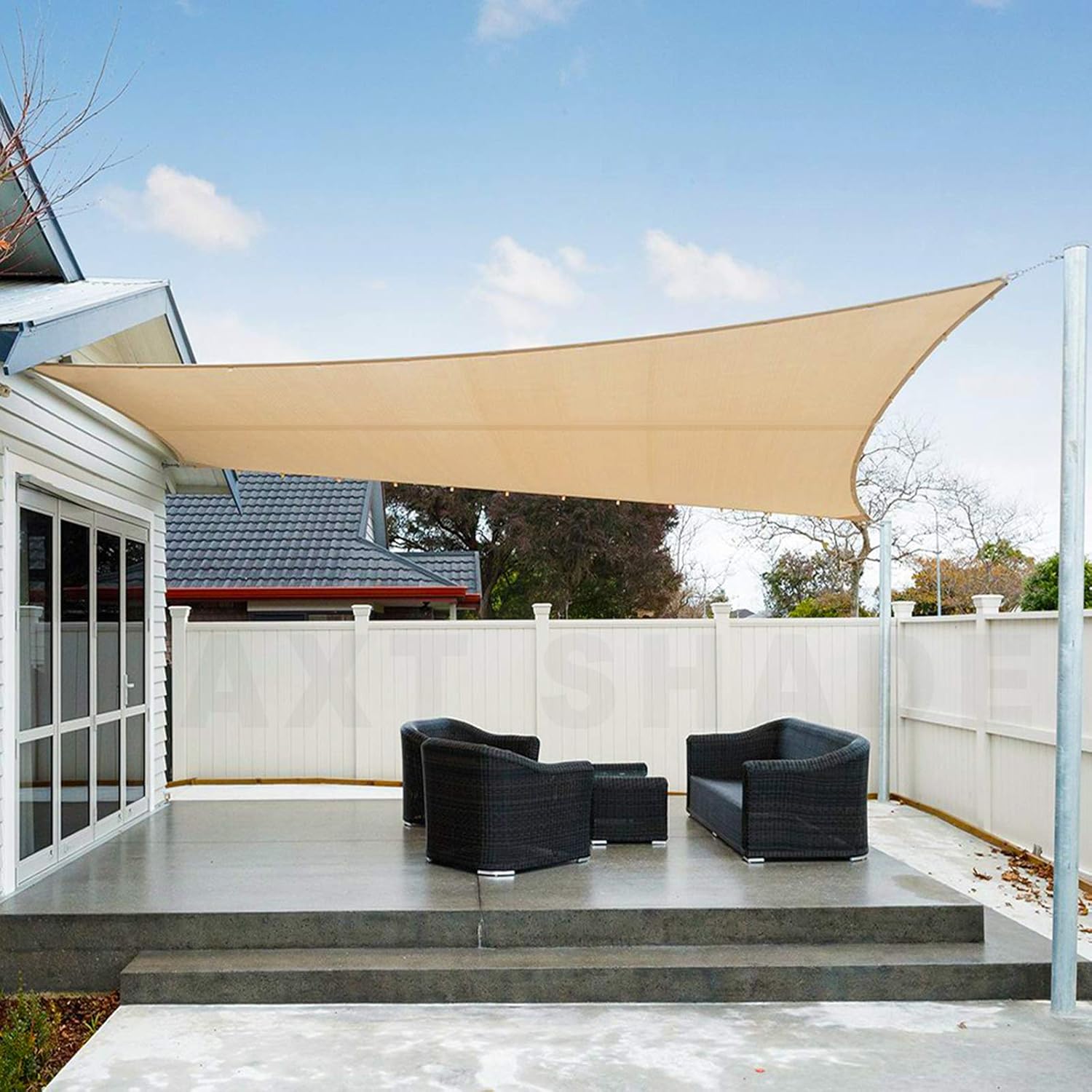 Voile D'Ombrage Rectangulaire Imperméable Et Coupe-vent, En Polyester Avec Protection Uv (95 %), Pour Jardin, Terrasse, Camping, Sable, 2 X 3 M