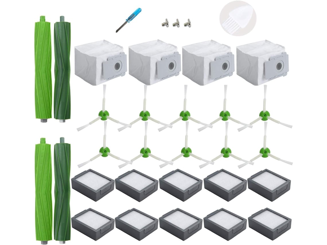 Acessórios De Substituição Para Irobot Roomba I3+ I4+ I6+ I7+ I7 Plus I8+, 4 Sacos De Pó, 10 Filtros, 10 Escovas Laterais