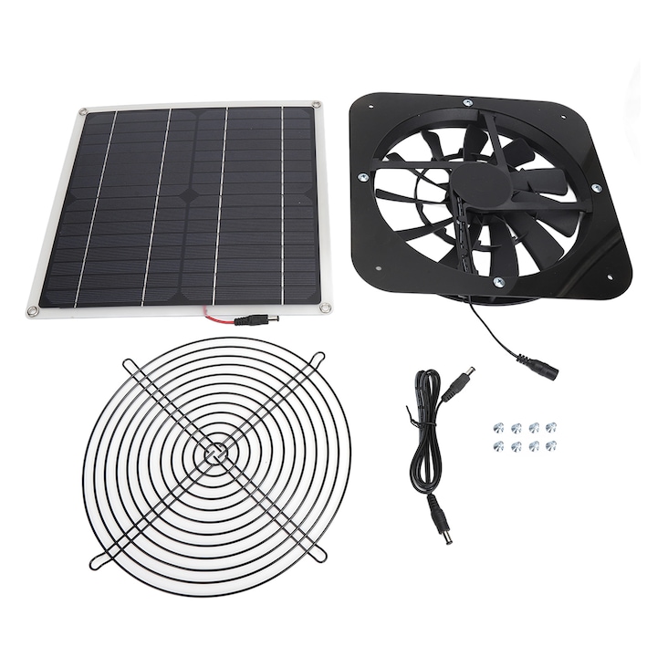 Kit Ventilateur Solaire 100w Panou 28x28cm Ventilateur 26,5x26,5cm