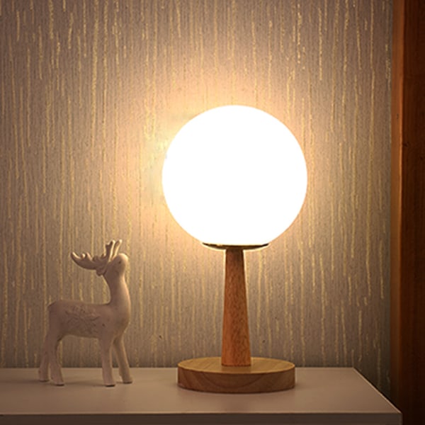 Bordslampa Sladdlös Utdragbar Bambufot Led Varmvit/vit H28cm