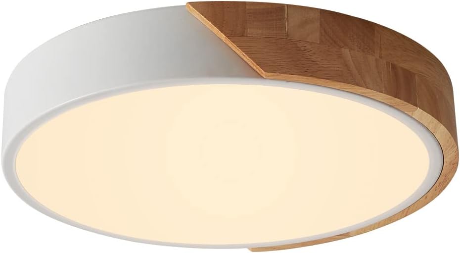 Led Plafonniers En Bois, Luminaire Plat Moderne Encastré, Plafonniers Pour Salle À Manger Couloir Salon Cuisine Chambre, 18w, Blanc Chaud, 3000k