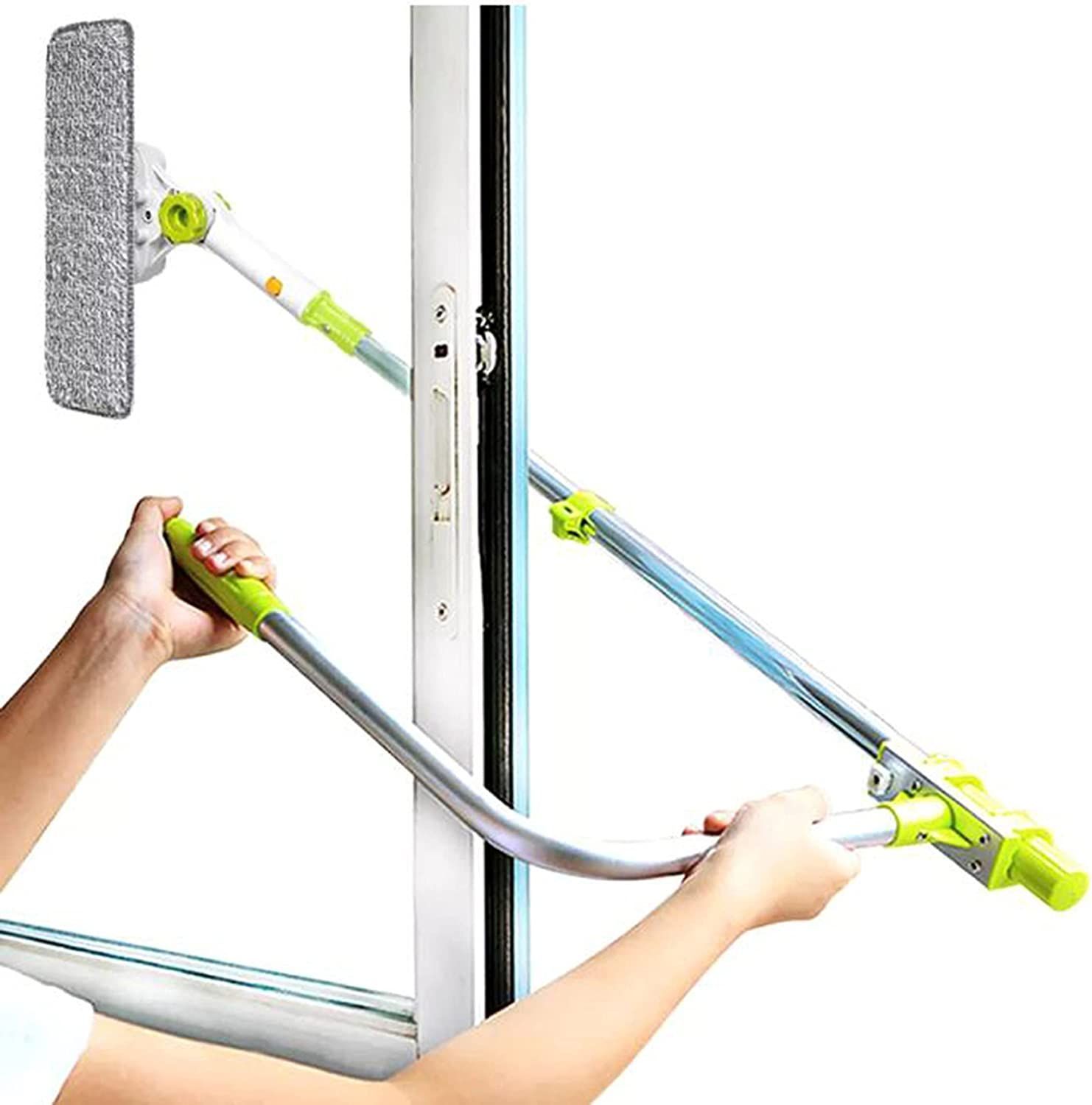 Lave-vitre Avec Manche Télescopique Extensible À Angle Intelligent Et Raclette Pour Fenêtre Extérieure À Double Face