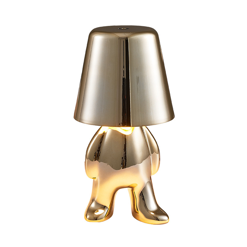 Lampe De Bureau Gold Thinker, Lampe Tactile, Rechargeable Par Usb-c, Idéale Pour La Décoration Intérieure Ou Le Salon. Intensité Lumineuse Réglable.