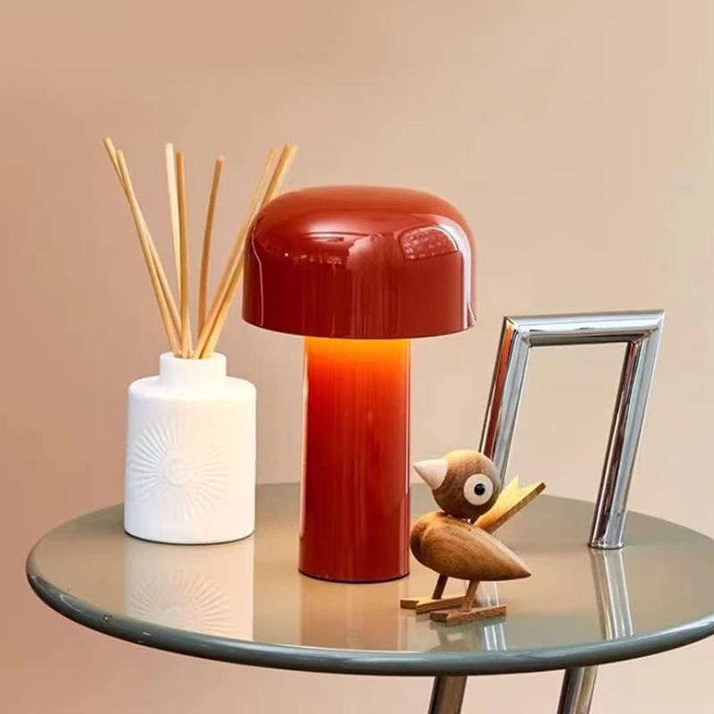 Lampe Champignon Led Rouge Sans Fil Rechargeable Tactile 3 Niveaux Bureau Chambre
