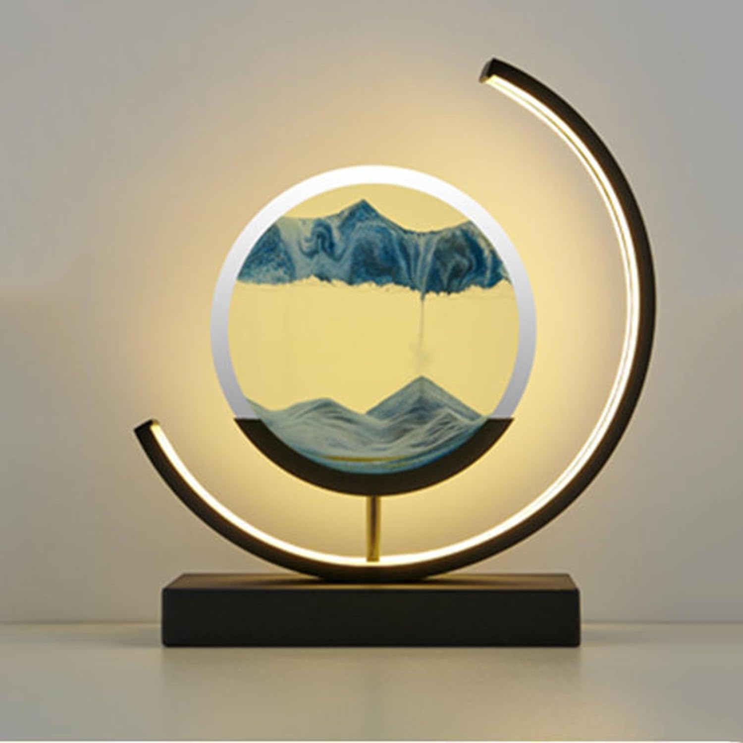 Lampe Led 3d Sable Noir-bleu, Tableau Décoratif Lumineux, Cadre Mobile, Salon Et Bureau