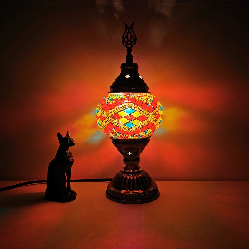 Lampe De Table En Cristal De Turquie, Idées De Cadeaux Romantiques Pour Le Dortoir Avec Encaje Et Mosaïque Exotique