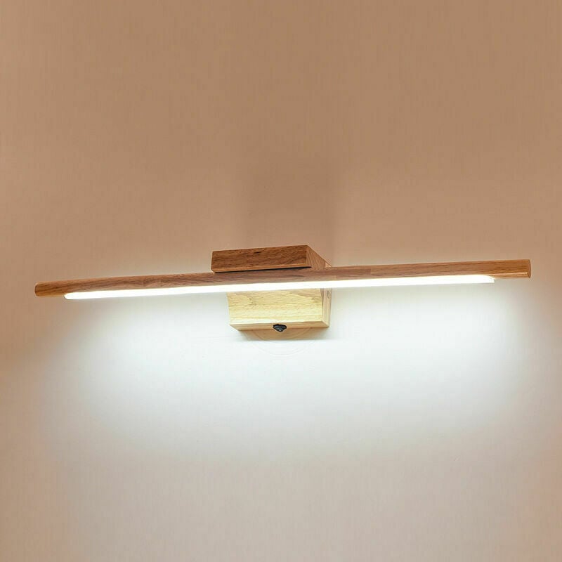 Bathroom Mirror Lamp Wood With Switch Modern Led Indoor Wall Light Ip44 Waterproof Dressing Table Lamp Cosmetic Mirror Sconce Dressing Table Lighting, 60cm,3000k [energy Class A]（warm White）