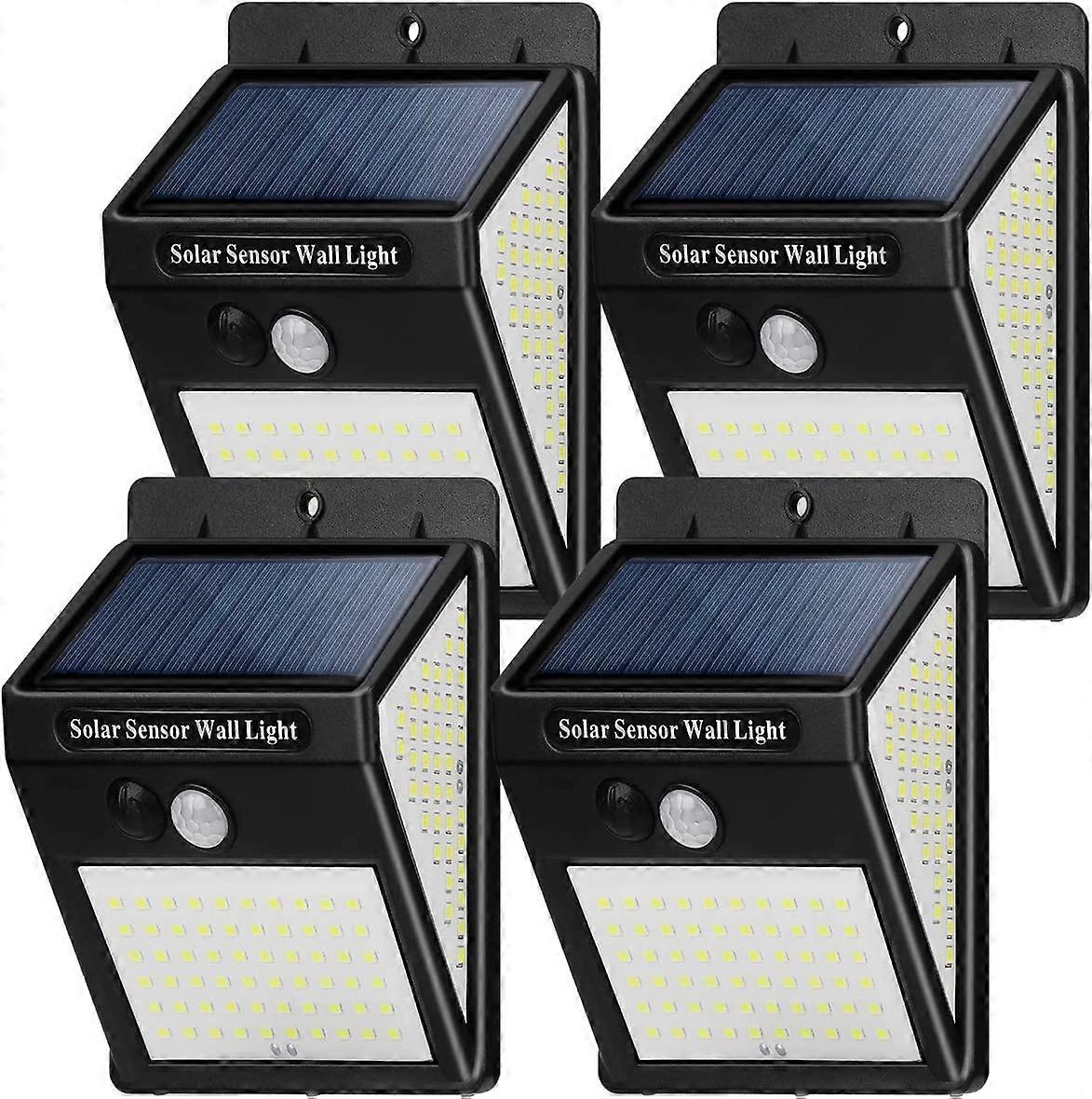 Solar Lights Outdoor, [4 Pack 144 Leds] Waterproof Solar Light With Motion Sensor, 3 Modes Led Spotlight Solar Security Wireless Wall Sconce Lamp