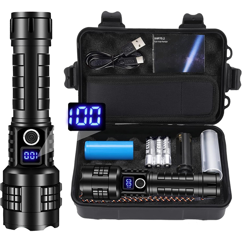 Linterna Led Ultrapotente, Recargable Con Batería De 5000 Mah, 5 Modos De Zoom, Linterna Táctica Para Camping, Senderismo Y Pesca.