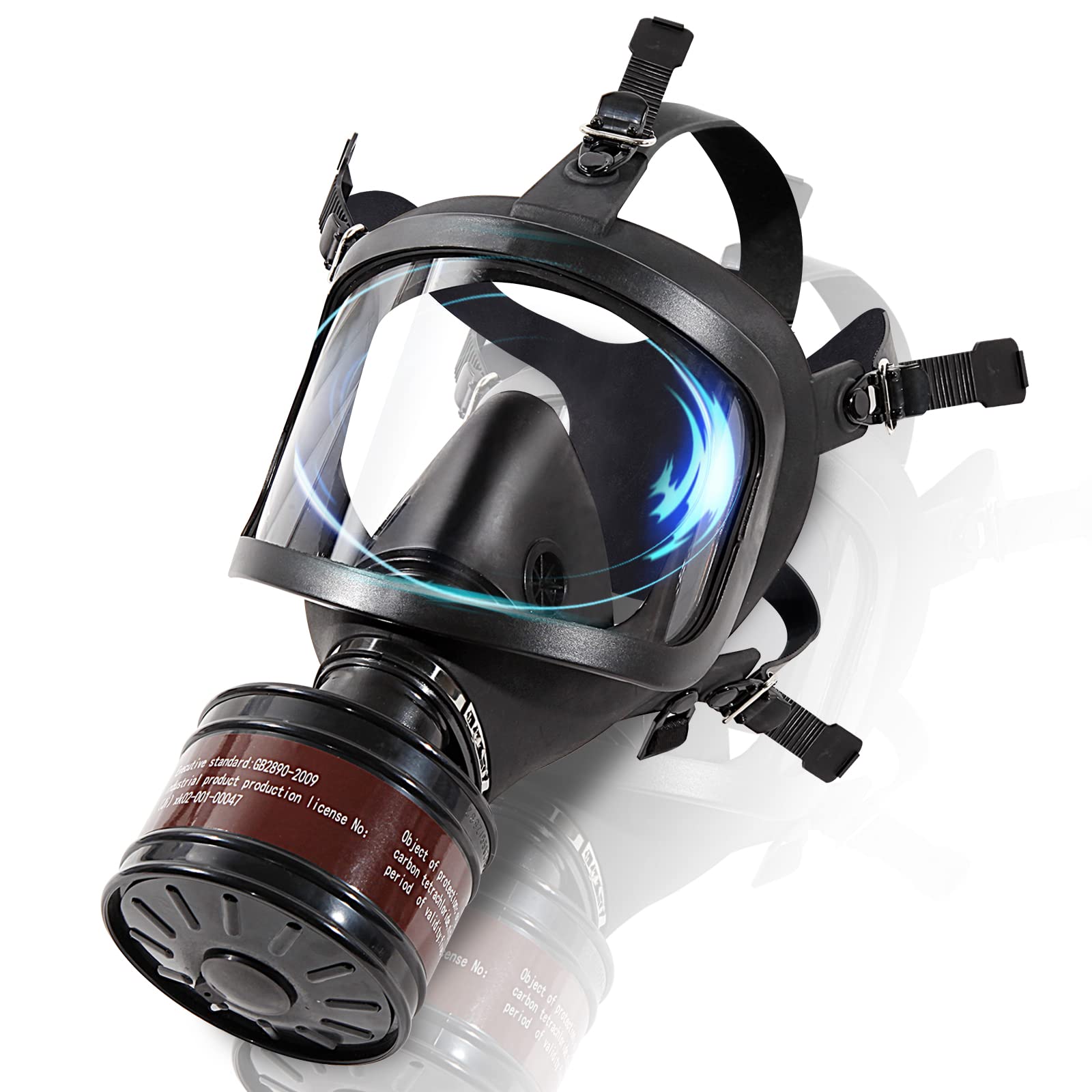 Masque À Gaz De Survie - Respirateur Tactique Complet Avec Filtre À Charbon Actif 40 Mm Contre Poussières,vapeurs Et Produits Chimiques