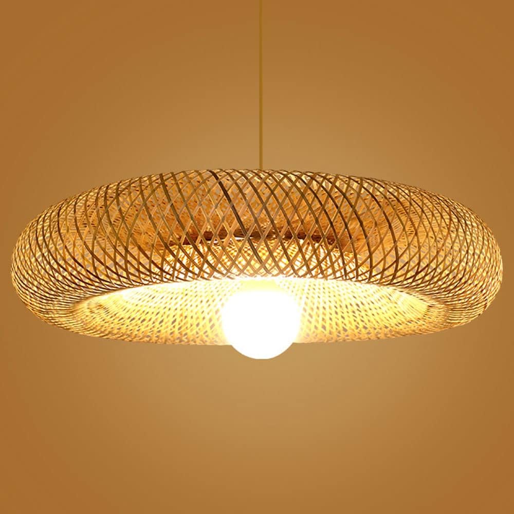 Lampe Suspendue Artisanale En Bambou Svkbjroy, Lustre Décoratif Rétro, Abat-jour En Rotin Pour Salle À Manger, 40 Cm