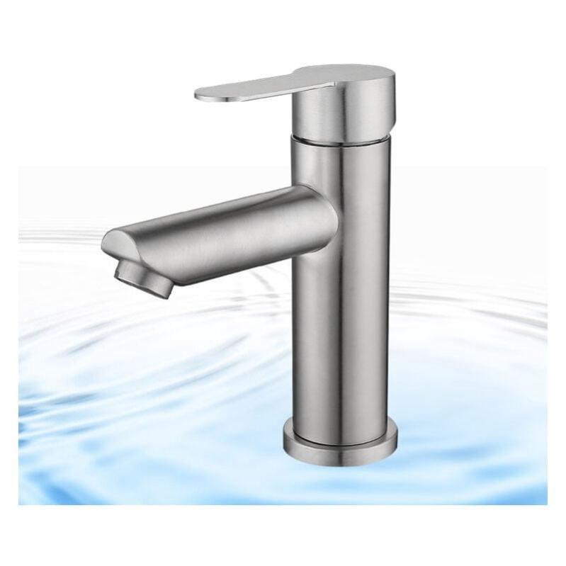 Grifo De Latón Cromado Para Fregadero Grifo De Baño De Agua Fría Y Caliente, Clásico, Monocomina, Sin Manguera De Conexión
