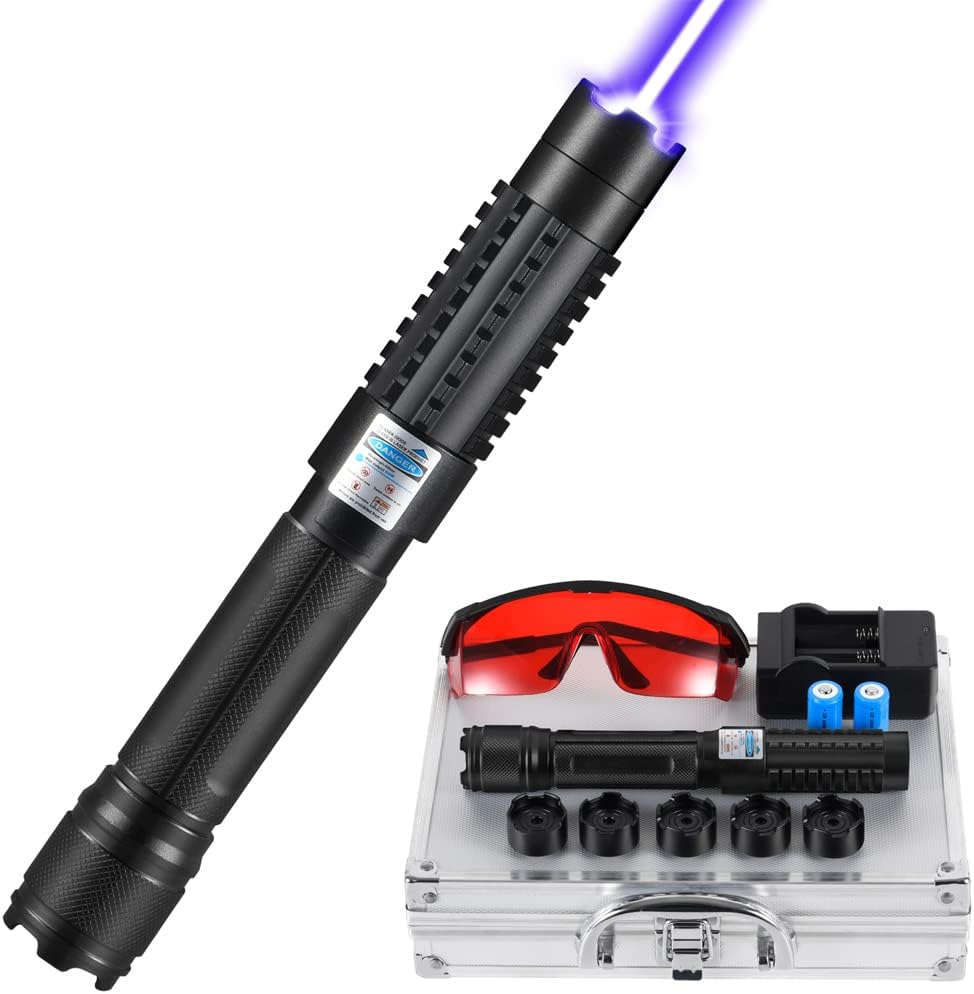 Équipement D'Éclairage Extérieur Professionnel : Lumière Bleue Visible Longue Portée Et Puissante, Avec Mise Au Point Réglable Et Plusieurs Modes D'Éclairage Pour Le Camping, La Randonnée, La Chasse E