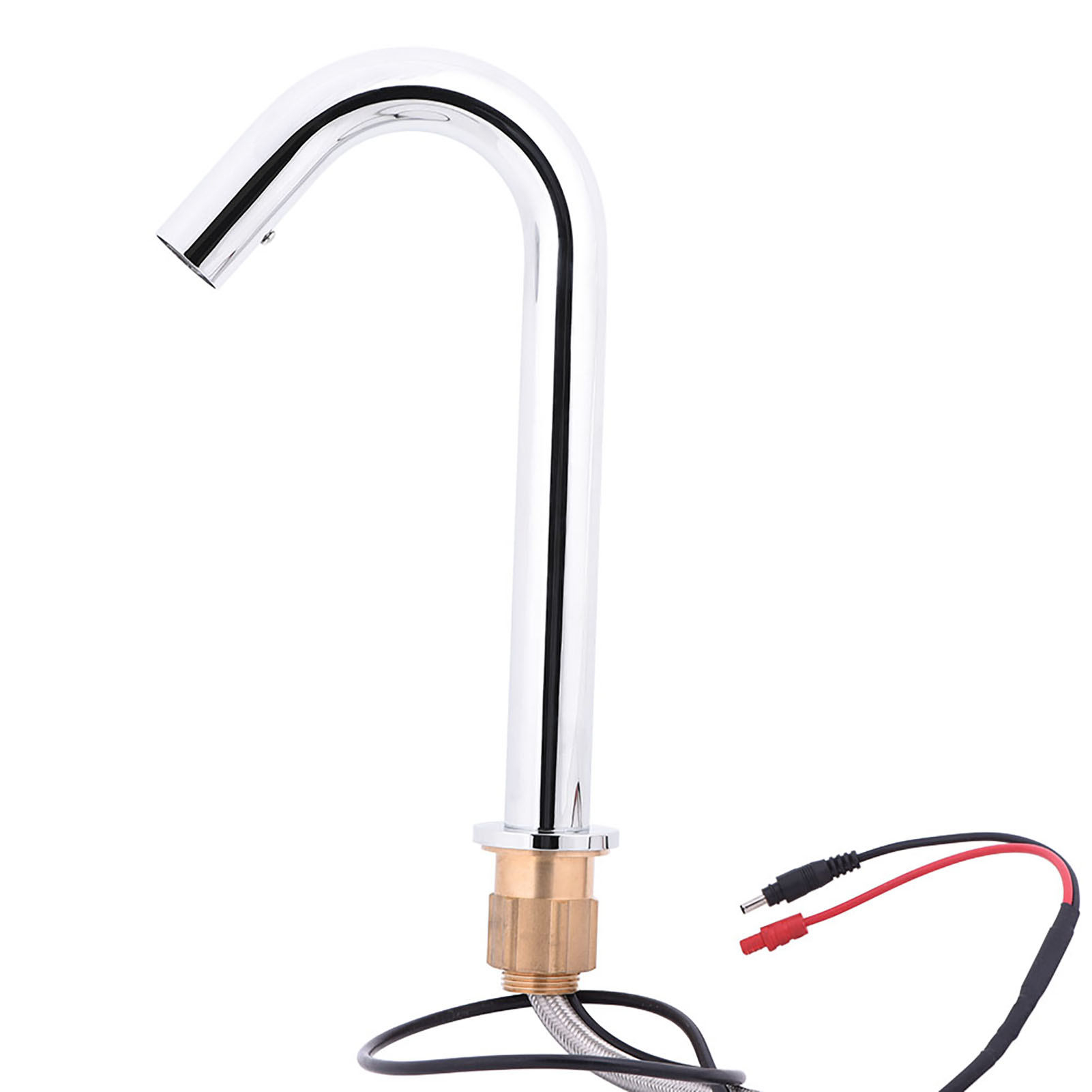Lychee Lightweight Non-contact Bathroom Faucet With Automatic Motion Sensor, Elbow Shaped Deck, Chrome Plated Finish. Including A Temperature Mixer, 3/8 "and 1/2" Adapters, And 3 Hoses.