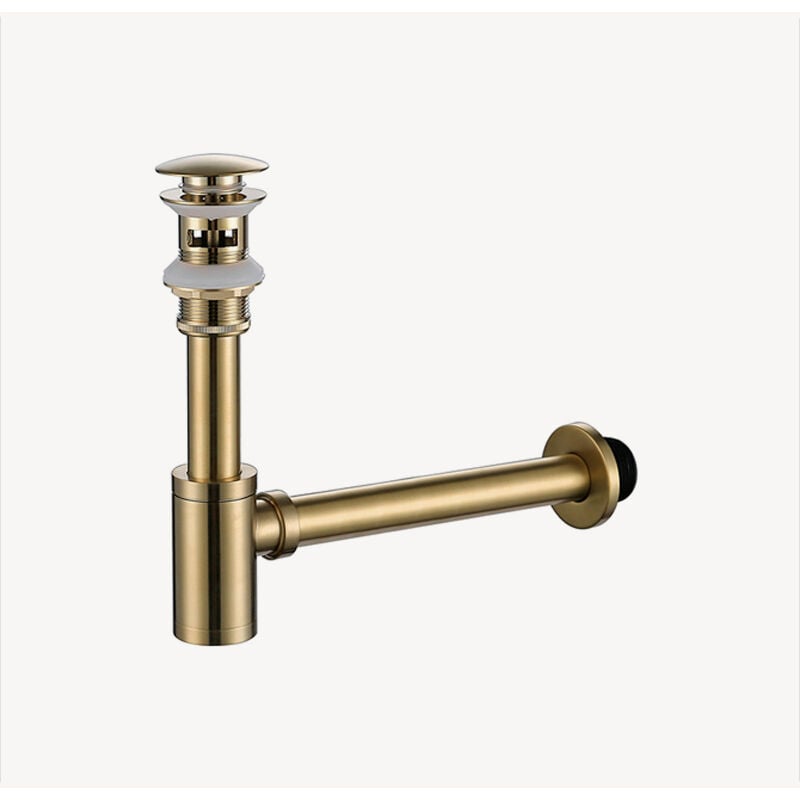 Pack Siphon + Bonde Lavabo Sans Trop Plein En Laiton - Doré Brossé
