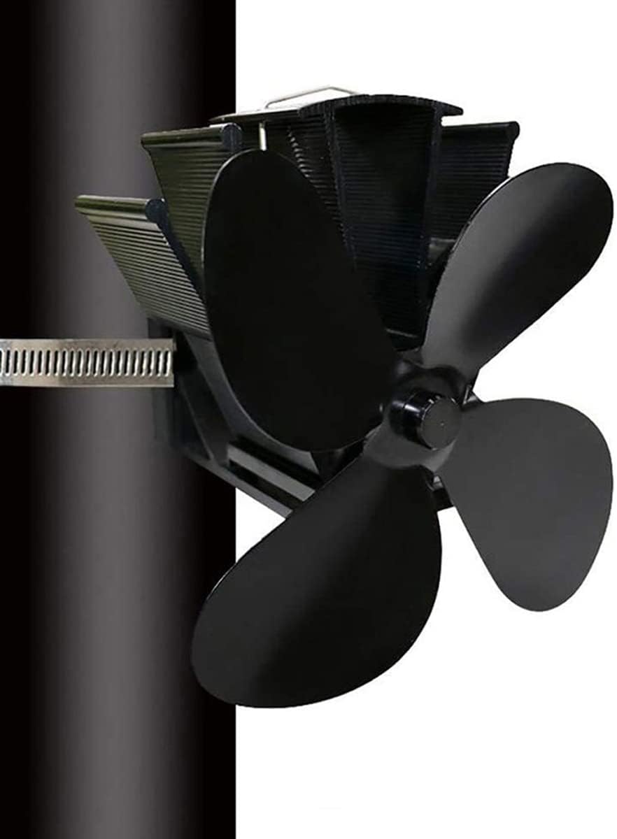 No Magnet Wall Hanging Fireplace Fan, Heater Low Noise 4-blade Thermodynamic Stove Fan For Wood Log Burner Fireplace To Heating Your Home