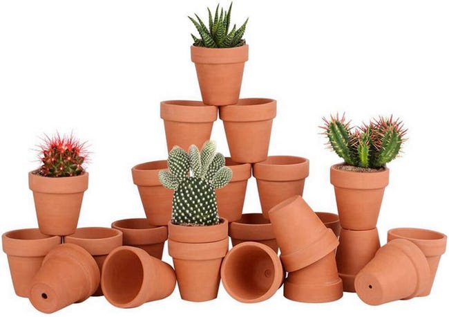 Lot De 28 Pots De Fleurs,petite Terre Cuite Pots Avec Trou De Drainage Pour L'Intérieur, Extérieur, Plante Jardin Balcon Décoration Fête Maison