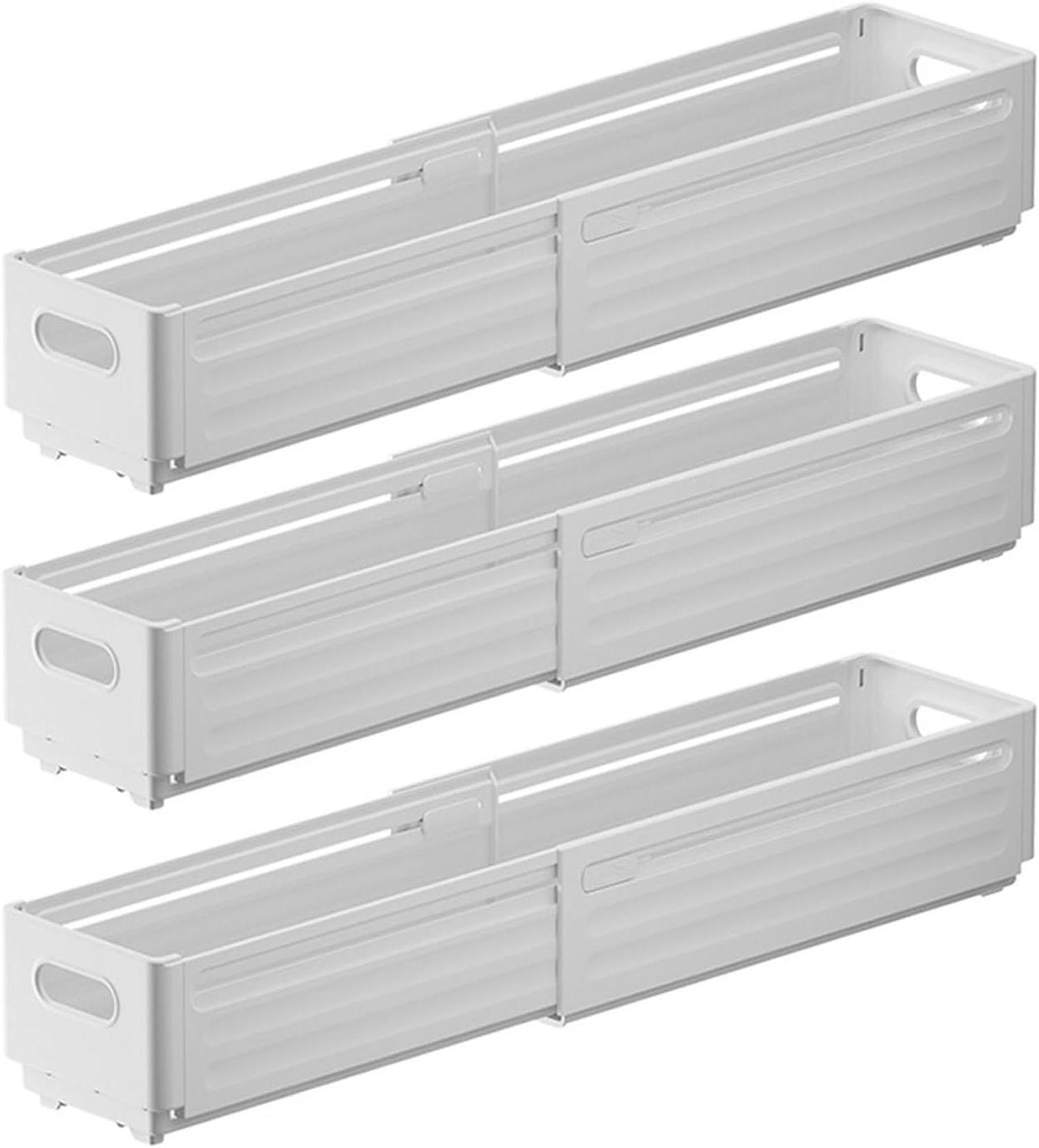 Lot De 3 Bacs De Rangement Télescopiques Pour Collations, Jouets, Sous-vêtements, Bocaux D'Assaisonnement, Papeterie, Bacs De Rangement Réglables